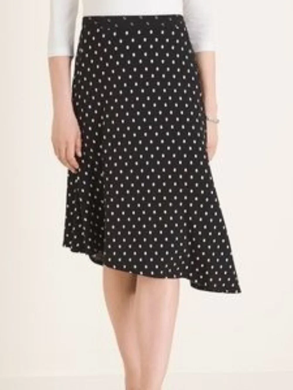 NWT Chico's Black White Dot Mix Short Asymmetrical Skirt Size XLP